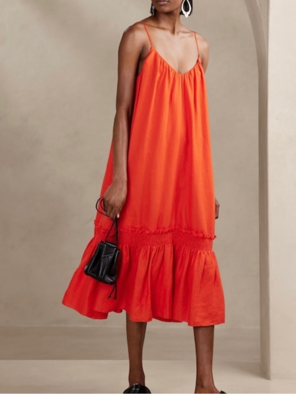 Banana Republic CHARLIZE LINEN MIDI DRESS XL